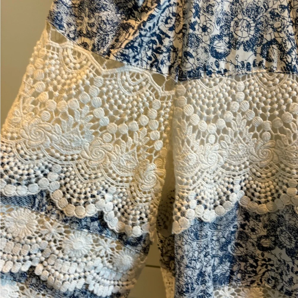 Tuckernuck Hyacinth House Chic Blue and White Lace Long Sleeve Dress M - Picture 4 of 4